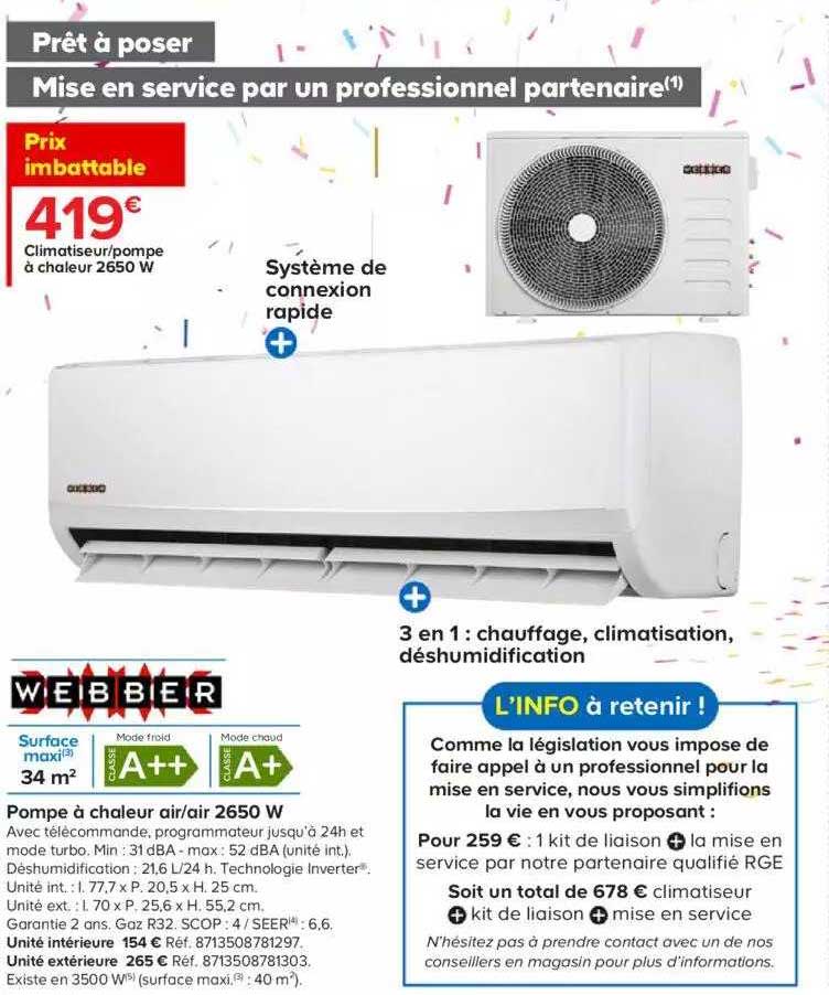 Pompe à Chaleur Air-air 2650 W Webber