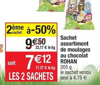 sachet assortiment de moulages au chocolat rohan