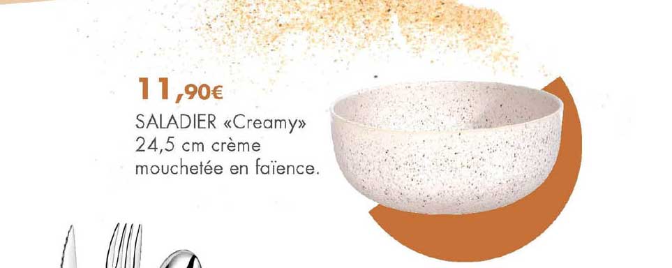 Saladier "creamy" 24,5 Cm Crème Mouchetée En Faïence