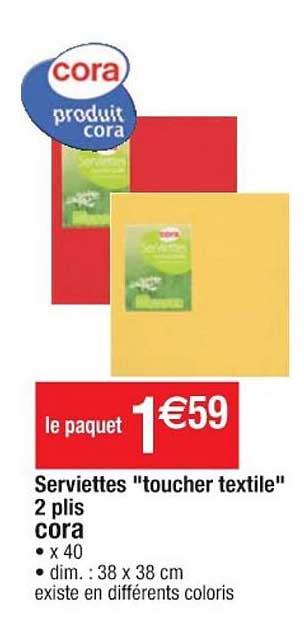 serviettes "toucher textile" 2 plis cora