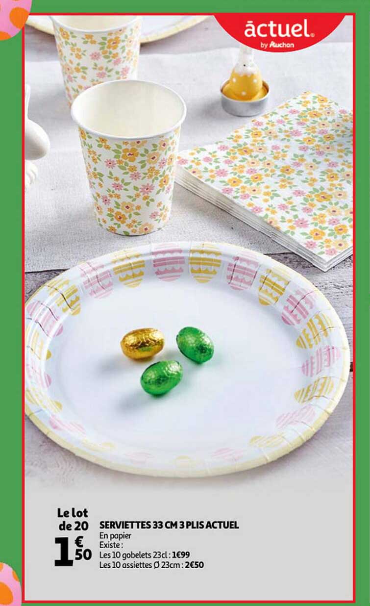 serviettes 33 cm 2 plis actuel