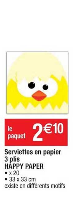 serviettes en papier 3 plis happy paper