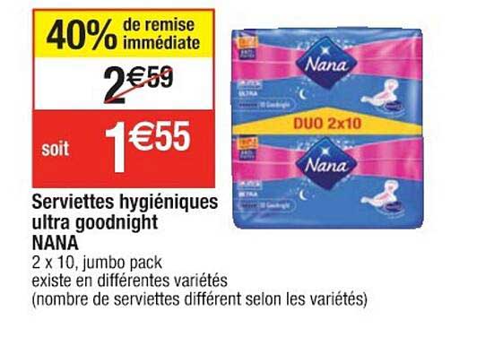 serviettes hygiéniques ultra goodnight nana