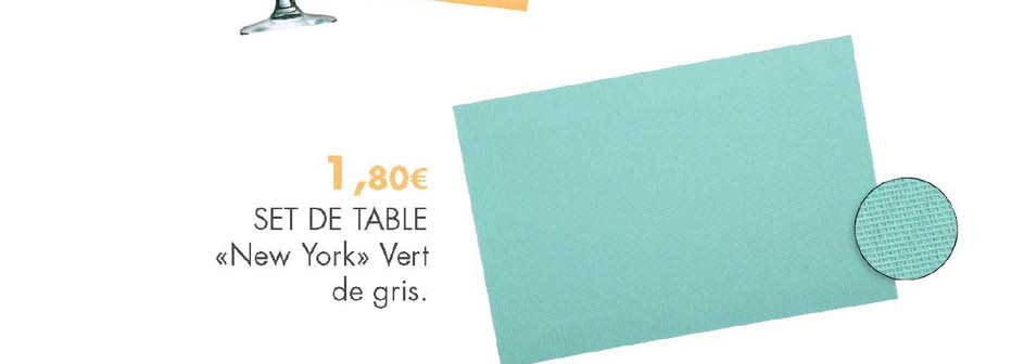 set de table "new york" vert de gris