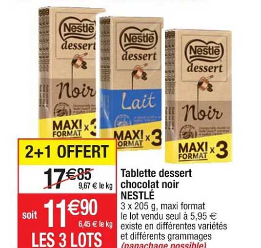 Tablette Dessert Chocolat Noir Nestlé