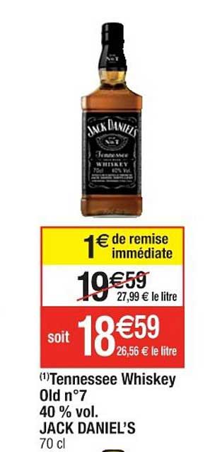 tennessee whiskey old n°7 40% vol. jack daniel's