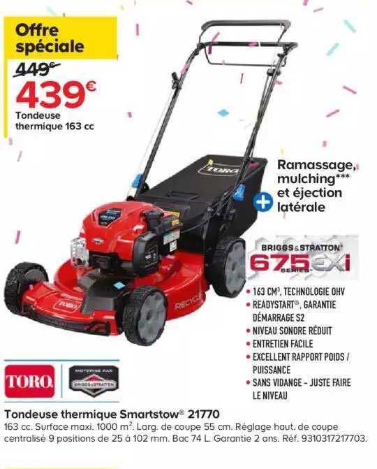 tondeuse thermique smartstow 21770 toro