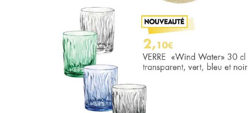 verre "wind water" 30 cl transparent, vert, bleu et noir