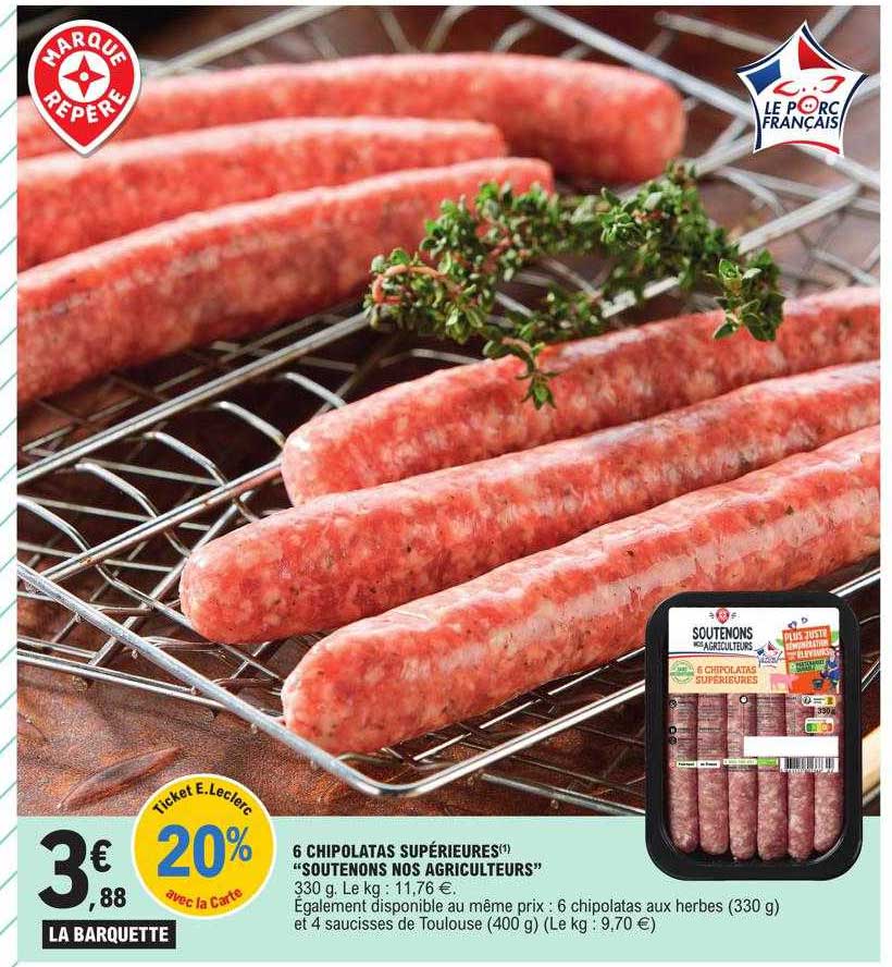 6 chipolatas supérieures "soutenons nos agriculteurs"