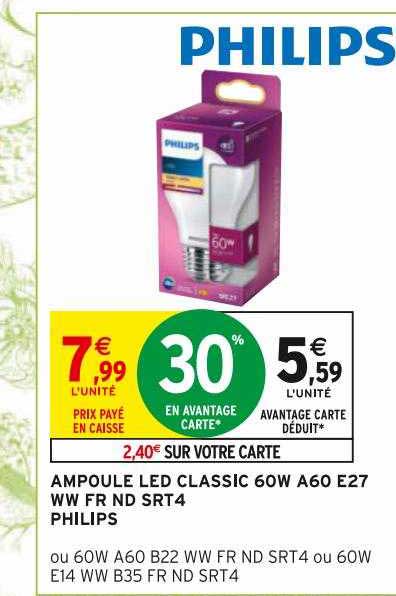 Ampoule Led Classic 60w A60 E27 Ww Fr Nd Srt4 Philips