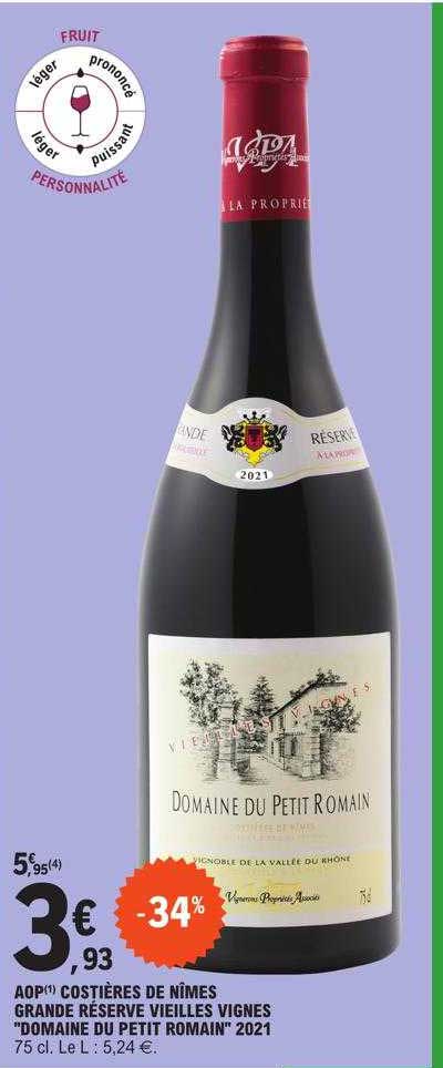 aop costières de nîmes grande réserve vieilles vignes "domaine du petit romain" 2021