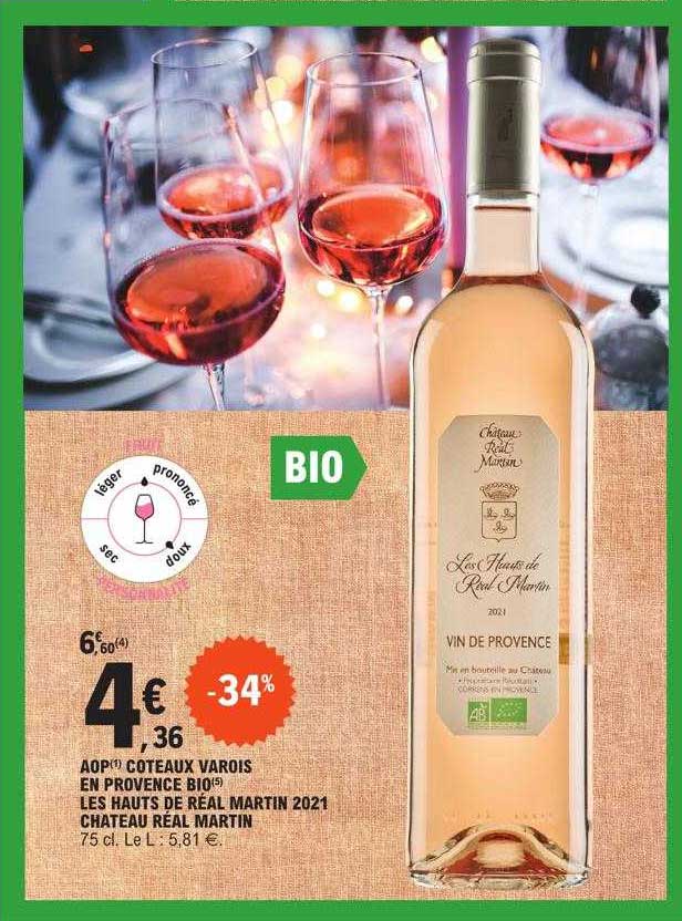 aop côteaux varois en provence bio les hauts de real martin 2021 château real martin