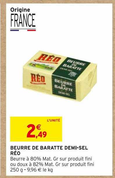 beurre de baratte demi-sel réo