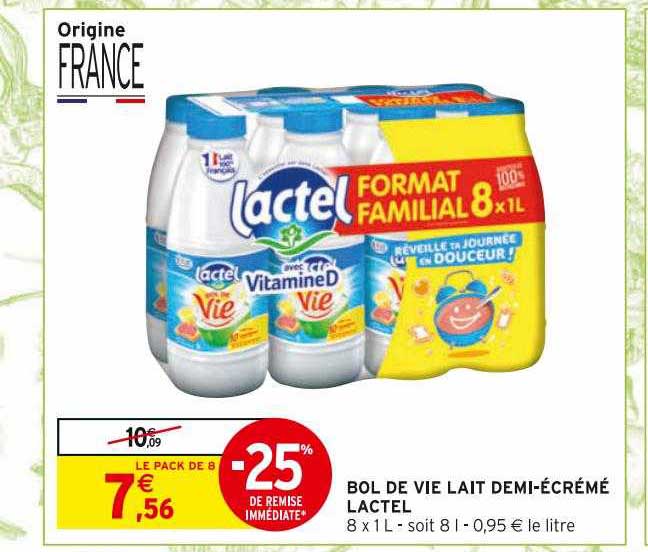 bol de vie lait demi-écrémé lactel