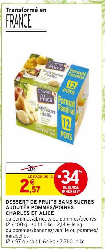 Dessert De Fruits Sans Sucres Ajoutés Pommes-poires Charles Et Alice