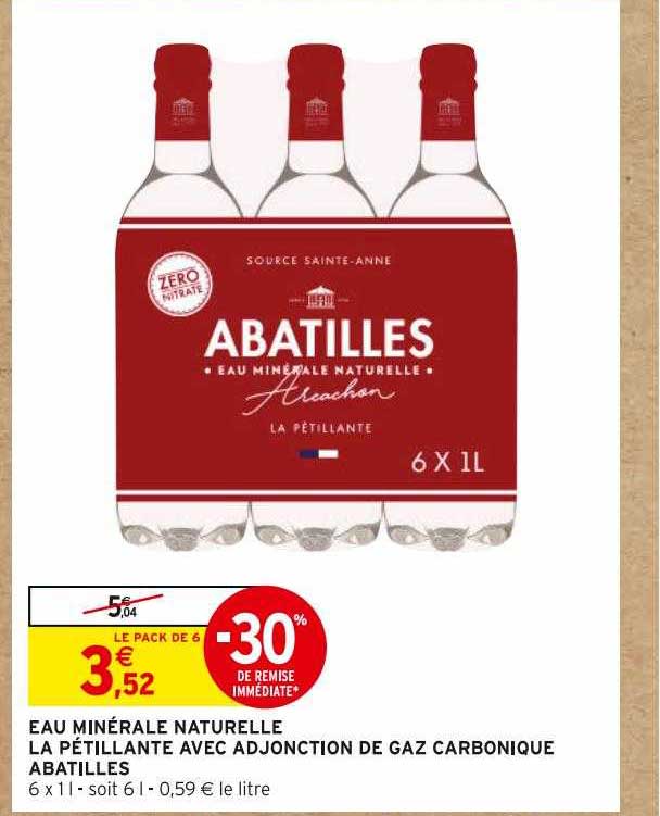 eau minérale naturelle le pétillante avec adjonction de gaz carbonique abatilles