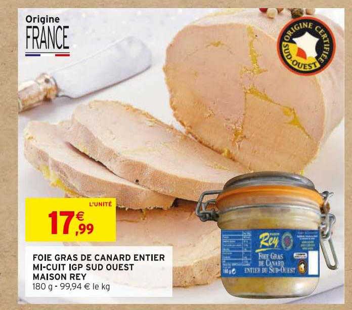 foie gras de canard entier mi-cuit igp sud ouest maison rey