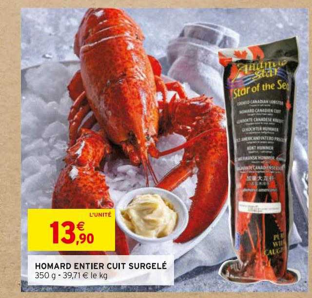 Homard Entier Cuit Surgelé