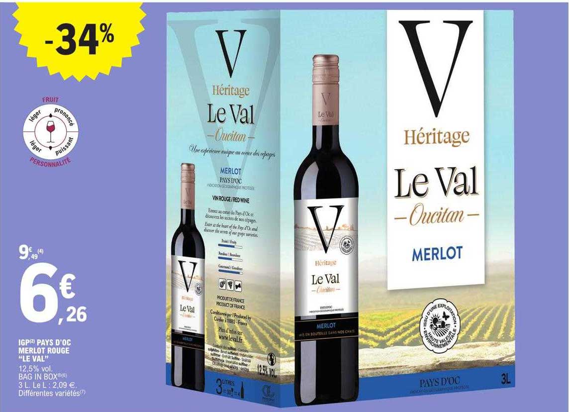 igp pays d'oc merlot rouge "le val"