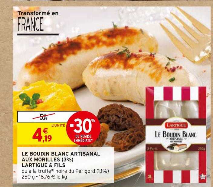 le boudin blanc artisanal aux morilles (3%) lartigue & fils