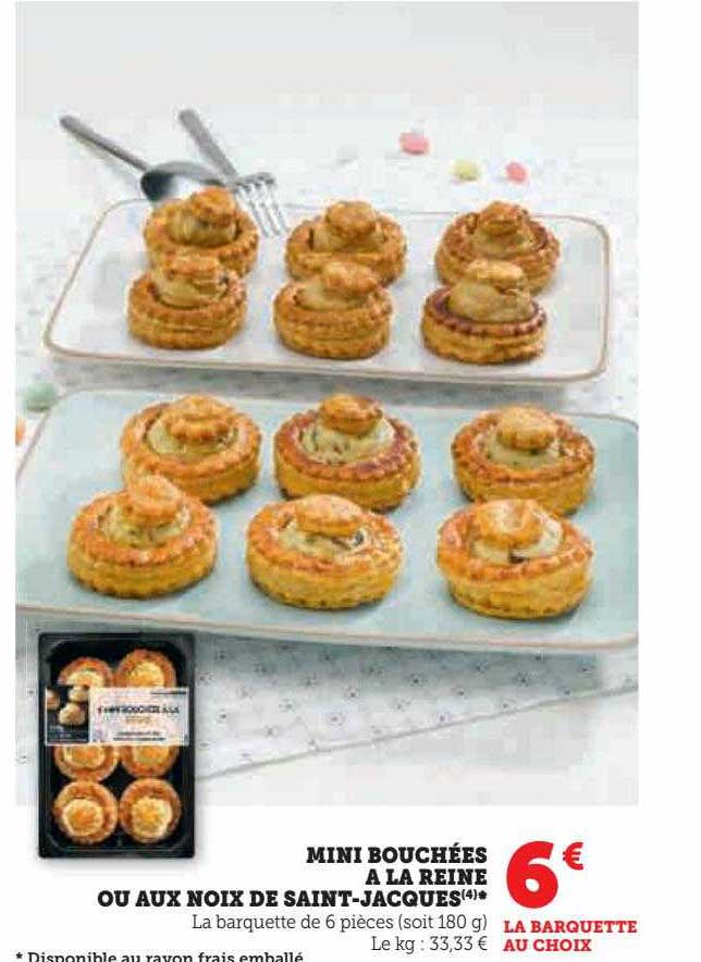 mini bouchées à la reine ou aux noix de saint-jacques