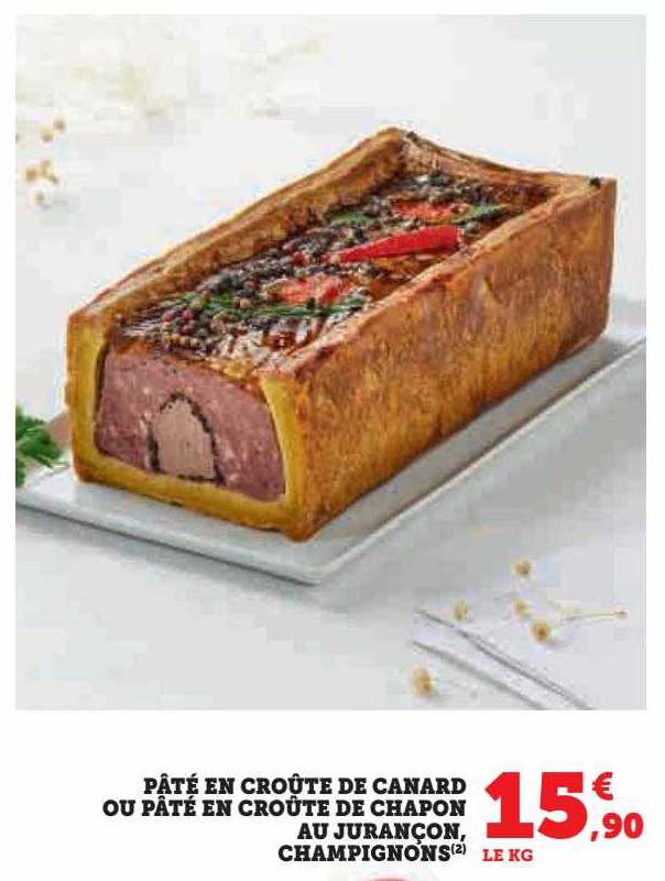 pâté en croûte de canard ou pâté en croûte de chapon au jurançon, champignons