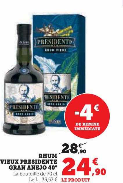 rhum vieux présidente gran anejo 40°