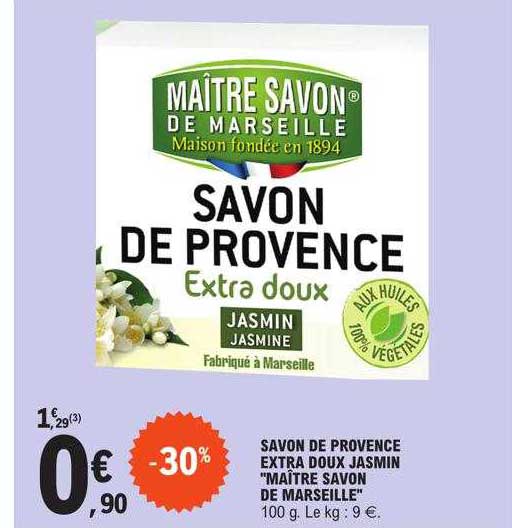 savon de provence extra doux jasmin "maître savon de marseille"