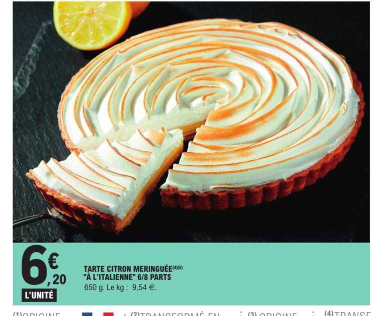 tarte citron meringuée "à l'italienne" 6-8 parts