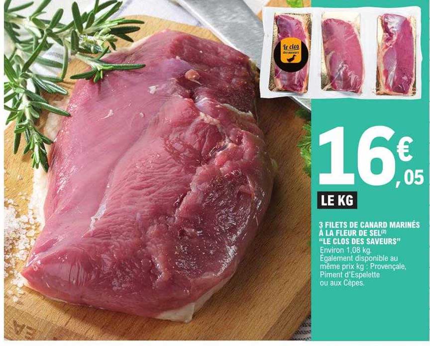 3 filets de canard marinés à la fleur de sel "le clos des saveurs"