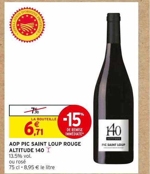 aop pic saint loup rouge altitude 140