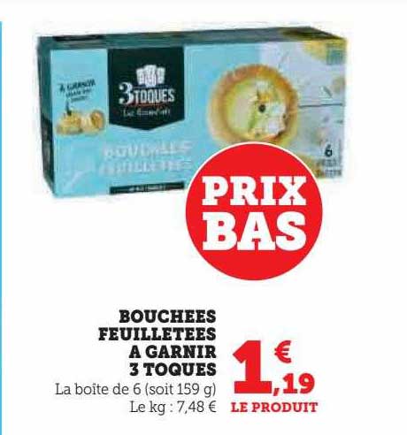 bouchées feuilletées à garnir 3 toques