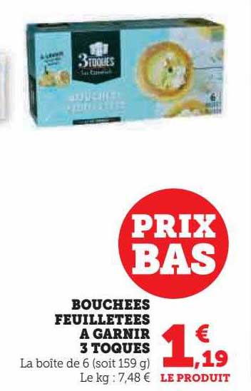 bouchées feuilletées à garnir 3 toques