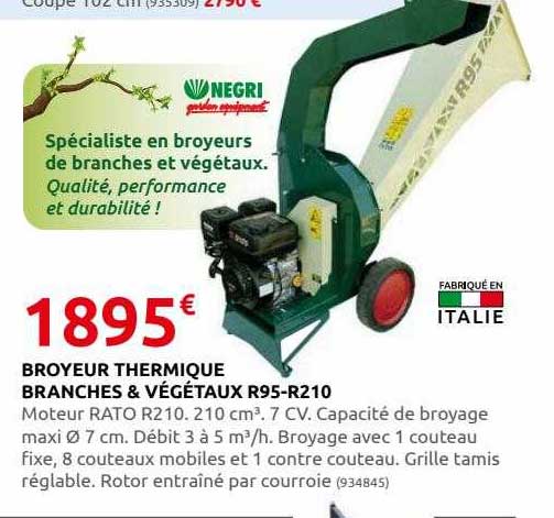 Broyeur Thermique Branches & Végétaux R95-r210 Negri