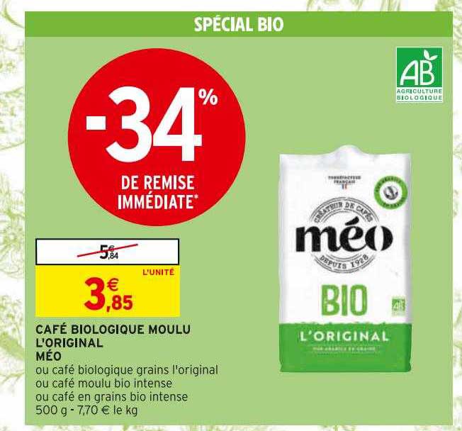 Café Biologique Moulu L'original Méo