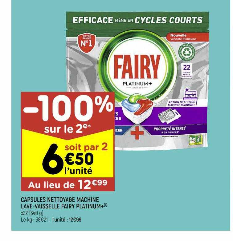 capsules nettoyage machine lave-vaisselle fairy platinum+