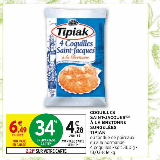 coquilles saint-jacques à la bretonne surgelées tipiak