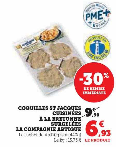 coquilles st jacques cuisinées à la bretonne surgelées la compagnie artique