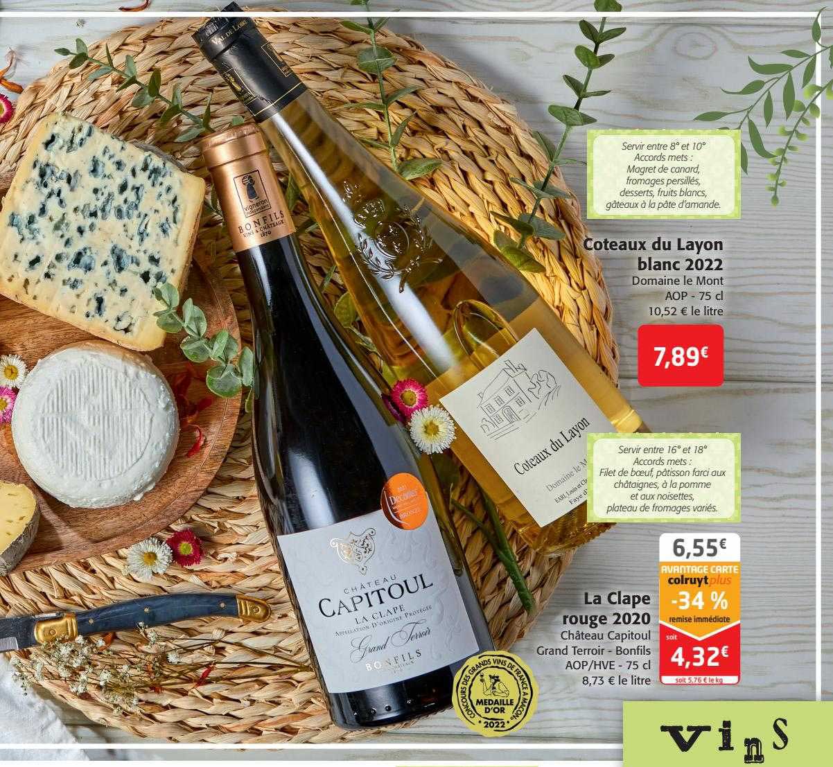 côteaux du layon blanc 2022, la clape rouge 2020