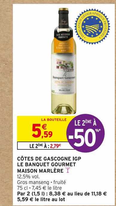 côtes de gascogne igp le banquet gourmet maison marlère