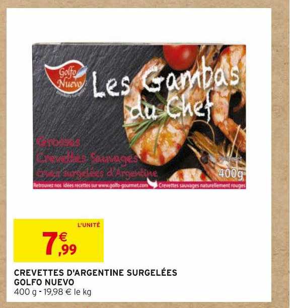 crevettes d'argentine surgelées golfo nuevo