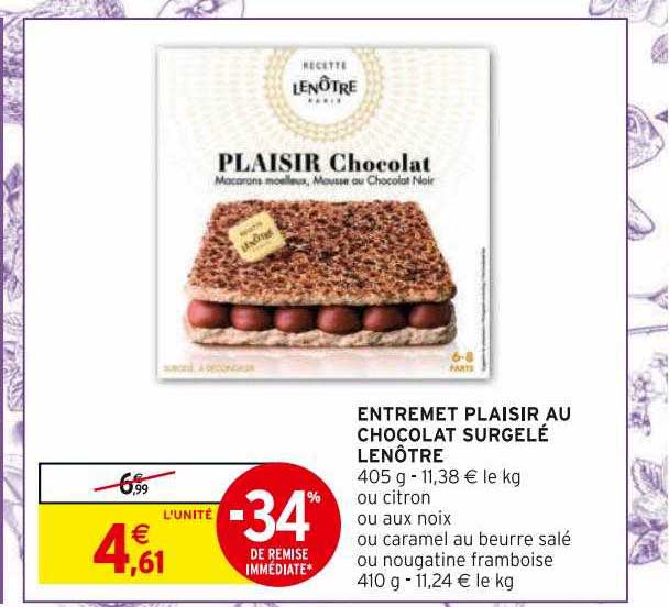 Entremet Plaisir Au Chocolat Surgelé Lenôtre