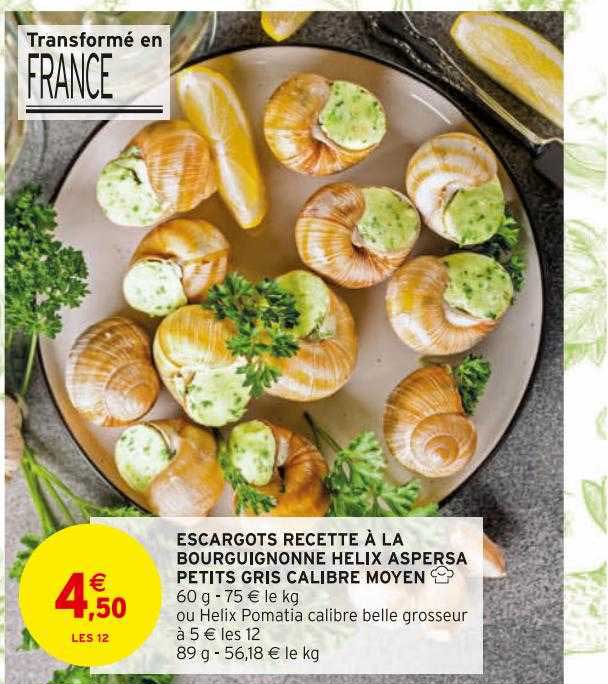 escargots recette à la bourguignonne hélix aspersa petits gris calibre moyen