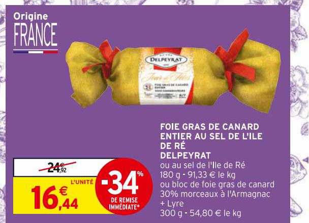 foie gras de canard entier au sel de l'île de ré delpeyrat