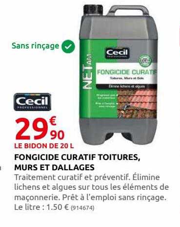 fongicide curatif toitures, murs et dallages cecil