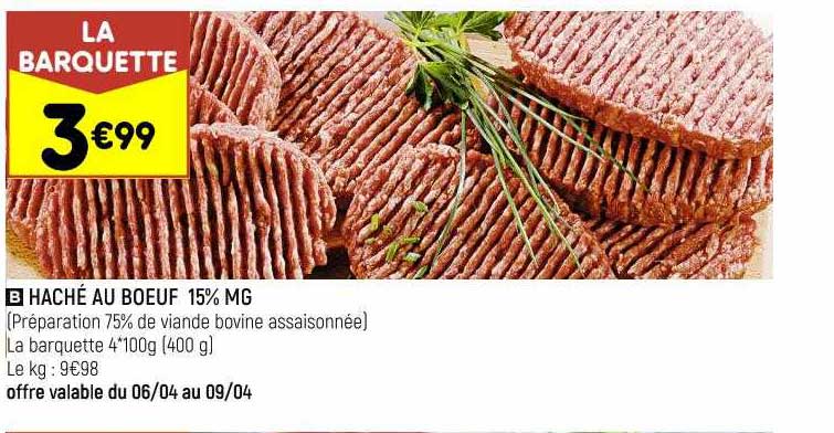Haché Au Bœuf 15% Mg