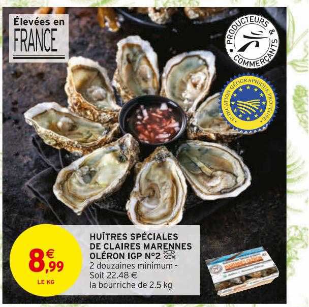 huître spéciales de claires marennes oléron igp n°2