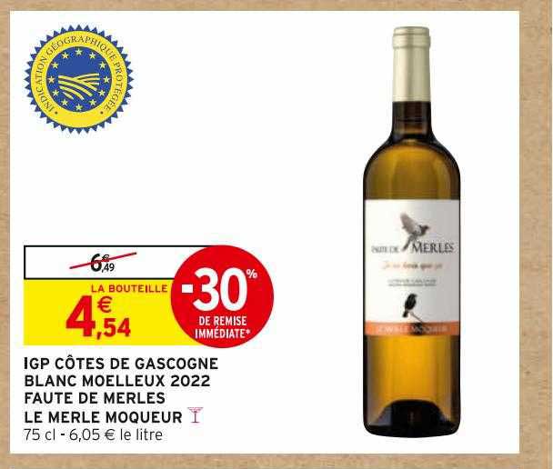 igp côtes de gascogne blanc moelleux 2022 faute de merles le merle moqueur
