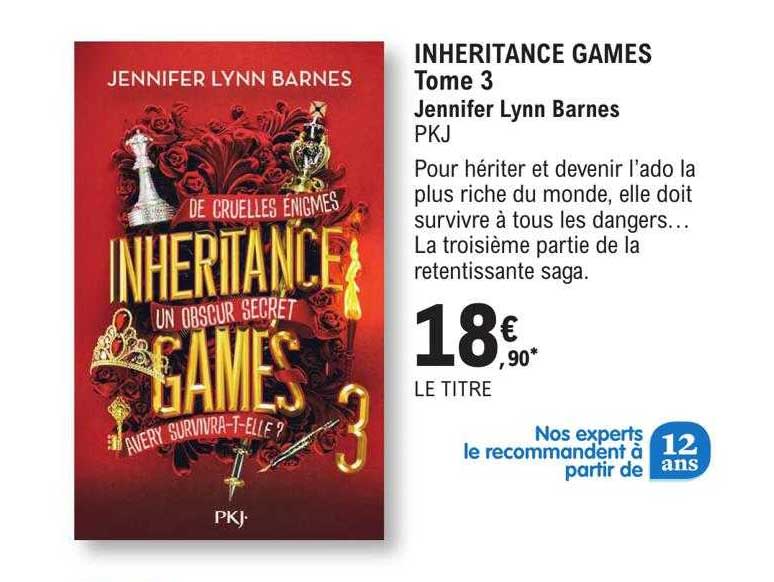 Inhéritance Games Tome 3 - Jennifer Lynn Barnes