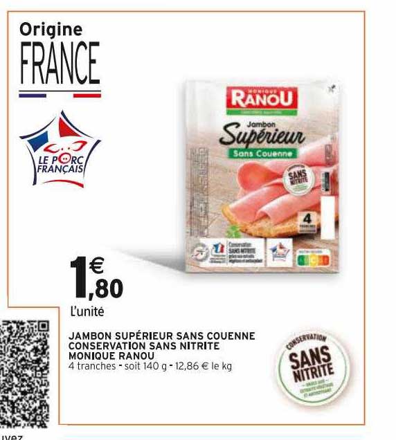 jambon supérieur sans couenne conservation sans nitrite monique ranou